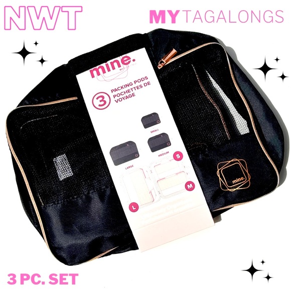 Handbags - NWT- Packing Pods Black- 3 piece Set - MyTagalongs
